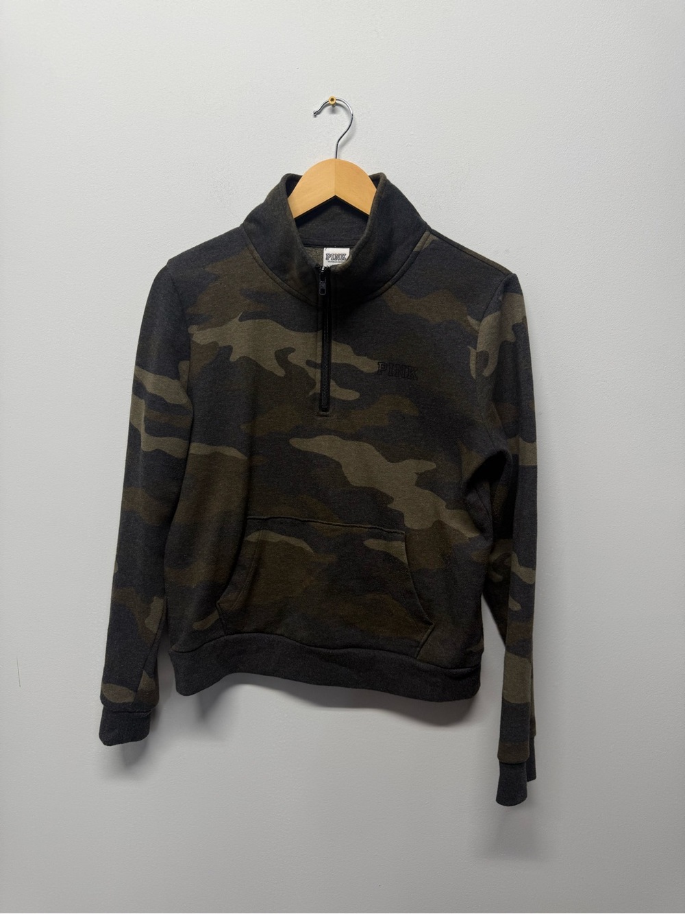 PINK Victoria's Secret Men's Camo Quarter-Zip Pullover - Olive/Black